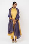 KAJAL AGRAWAL_Yellow Tissue, Handloom Cotton Embroidery, The Lovers Handwoven Anarkali Set _Online