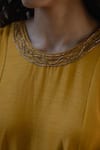 Buy_KAJAL AGRAWAL_Mustard Chanderi Silk Zari, Embroidery Round Neck Sunlight Handwoven Kurta Set _Online_at_Aza_Fashions
