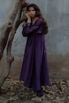 KAJAL AGRAWAL_Purple Chanderi Silk, Chanderi, Organza Embroidery Lilith Handwoven Kurta Set _Online