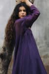 Buy_KAJAL AGRAWAL_Purple Chanderi Silk, Chanderi, Organza Embroidery Lilith Handwoven Kurta Set _Online