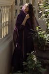 Shop_KAJAL AGRAWAL_Purple Chanderi Silk, Chanderi, Organza Embroidery Lilith Handwoven Kurta Set _Online