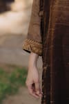 Buy_KAJAL AGRAWAL_Brown Embroidery Round Neck Virgo Handwoven Kurta Set 