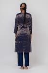 Shop_KAJAL AGRAWAL_Blue Chanderi Silk, Organza Embroidery Starry Supper Stripe Pattern Kurta Set _at_Aza_Fashions