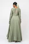 Shop_KAJAL AGRAWAL_Green Chanderi Silk, Chanderi, Organza Embroidery Floating Heart Anarkali Set _at_Aza_Fashions