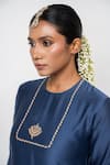 KAJAL AGRAWAL_Blue Chanderi Silk, Chanderi, Organza Midnight Stars Handwoven Kurta Set _Online_at_Aza_Fashions