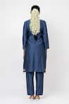 Shop_KAJAL AGRAWAL_Blue Chanderi Silk, Chanderi, Organza Midnight Stars Handwoven Kurta Set _at_Aza_Fashions