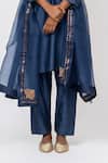Buy_KAJAL AGRAWAL_Blue Chanderi Silk, Chanderi, Organza Midnight Stars Handwoven Kurta Set 