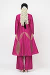 Shop_KAJAL AGRAWAL_Pink Chanderi Silk Embroidery Round Neck Duckweed Handwoven Kurta Set _at_Aza_Fashions