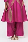 Buy_KAJAL AGRAWAL_Pink Chanderi Silk Embroidery Round Neck Duckweed Handwoven Kurta Set _Online_at_Aza_Fashions