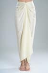 Buy_Anamika Khanna_Ivory Beads, Sequins V-neck Embroidered Short Jacket And Draped Skirt Set 