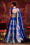 Lashkaraa_Blue Brocade Sequins, Zari V-neck Embroidered Lehenga Set _Online_at_Aza_Fashions