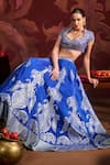 Shop_Lashkaraa_Blue Brocade Sequins, Zari V-neck Embroidered Lehenga Set _Online_at_Aza_Fashions