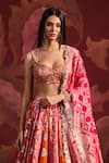 Buy_Lashkaraa_Orange Brocade Sequins, Zari, Beads Sweetheart Neck Embroidered Lehenga Set _Online_at_Aza_Fashions