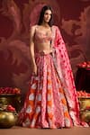 Buy_Lashkaraa_Orange Brocade Sequins, Zari, Beads Sweetheart Neck Embroidered Lehenga Set _at_Aza_Fashions
