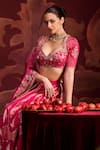 Buy_Lashkaraa_Pink Brocade, Tissue Sequins, Zari, Beads Sweetheart Embroidered Lehenga Set _Online_at_Aza_Fashions