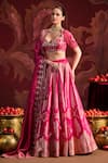 Buy_Lashkaraa_Pink Brocade, Tissue Sequins, Zari, Beads Sweetheart Embroidered Lehenga Set 