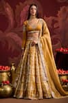 Buy_Lashkaraa_Yellow Brocade, Viscose, Silk, Tissue Sequins, Zari Embroidered Lehenga Set _at_Aza_Fashions
