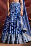 Buy_Lashkaraa_Blue Brocade, Silk, Tissue Sequins, Zari, Beads V-neck Embroidered Lehenga Set _Online_at_Aza_Fashions