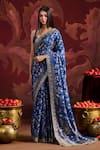 Buy_Lashkaraa_Blue Viscose, Brocade Sequins, Zari Sweetheart Embroidered Saree With Blouse _Online_at_Aza_Fashions