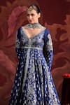 Buy_Lashkaraa_Blue Brocade, Tissue Sequins, Zari, Beads Embroidered Anarkali With Dupatta _Online_at_Aza_Fashions