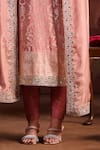 Buy_Lashkaraa_Peach Brocade, Silk, Tissue Sequins, Zari, Mirrors Straight Kurta Pant Set _Online_at_Aza_Fashions