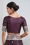 Buy_Samyukta Singhania_Wine Pom-poms, Embroidery, Zari V-neck Banarasi Satin Silk Saree With Blouse _Online_at_Aza_Fashions