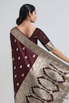 Buy Samyukta Singhania Maroon Tassels, Zari Round Neck Woven Banarasi Saree With Blouse Online at Aza Fashions Buy_Samyukta Singhania_Maroon Tassels, Zari Round Neck Woven Banarasi Saree With Blouse _Online_at_Aza_Fashions