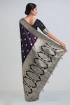 Shop Naintara Bajaj Purple Zari Round Neck Woven Banarasi Saree With Blouse at Aza Fashions Shop_Naintara Bajaj_Purple Zari Round Neck Woven Banarasi Saree With Blouse _at_Aza_Fashions