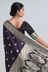 Shop Naintara Bajaj Purple Zari Round Neck Woven Banarasi Saree With Blouse Online at Aza Fashions Shop_Naintara Bajaj_Purple Zari Round Neck Woven Banarasi Saree With Blouse _Online_at_Aza_Fashions