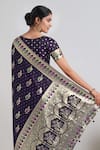 Buy_Samyukta Singhania_Purple Embroidery, Zari V-neck Woven Banarasi Saree With Blouse _Online_at_Aza_Fashions