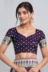 Shop_Samyukta Singhania_Purple Embroidery, Zari V-neck Woven Banarasi Saree With Blouse _Online_at_Aza_Fashions