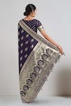 Shop_Samyukta Singhania_Purple Embroidery, Zari V-neck Woven Banarasi Saree With Blouse _at_Aza_Fashions