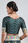 Buy_Samyukta Singhania_Teal Zari V-neck Dark Green Woven Banarasi Saree With Blouse _Online_at_Aza_Fashions