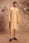Buy_Label Niti Bothra_Ivory Silk, Mirrors, Applique Nazakat Buti Kurta Set _at_Aza_Fashions