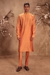 Buy_Label Niti Bothra_Orange Chanderi Silk Mirrors Nazakat Abstract Embroidered Kurta Set _at_Aza_Fashions