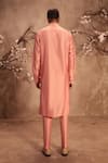 Shop_Label Niti Bothra_Pink Chanderi Silk Nazakat Mirror Work Embroidered Neckline Kurta Set _at_Aza_Fashions