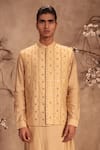 Buy_Label Niti Bothra_Ivory Chanderi Silk Zari, Mirrors Nazakat Geometric Work Bundi _Online_at_Aza_Fashions
