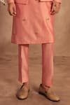 Label Niti Bothra_Pink Chanderi Silk Zari, Gota Patti Nazakat Lotus Jaal Embroidered Bundi _Online_at_Aza_Fashions