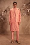 Buy_Label Niti Bothra_Pink Chanderi Silk Zari, Gota Patti Nazakat Lotus Jaal Embroidered Bundi _at_Aza_Fashions