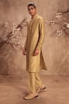 Label Niti Bothra_Green Chanderi Silk Embroidery, Mirrors, Zari Nazakat Light Butti Kurta Set _Online_at_Aza_Fashions