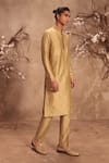 Buy_Label Niti Bothra_Green Chanderi Silk Embroidery, Mirrors, Zari Nazakat Light Butti Kurta Set _Online_at_Aza_Fashions
