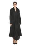 Buy_Samant Chauhan_Black Linen V-neck Dark Draft Dress _at_Aza_Fashions