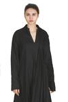 Buy_Samant Chauhan_Black Linen V-neck Dark Draft Dress _Online_at_Aza_Fashions
