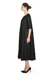 Samant Chauhan_Black Linen Round Neck Mono Muse Dress _Online_at_Aza_Fashions