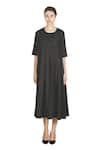 Buy_Samant Chauhan_Black Linen Round Neck Mono Muse Dress _at_Aza_Fashions