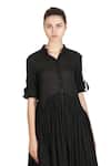 Buy_Samant Chauhan_Black Cotton, Viscose Collared Soft Shadow Dress _Online_at_Aza_Fashions