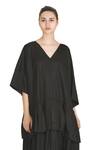 Buy_Samant Chauhan_Black Cotton V-neck Code Dress _Online_at_Aza_Fashions