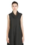 Buy_Samant Chauhan_Black Cotton, Viscose Cowl Neck Ink Frame Dress _Online_at_Aza_Fashions