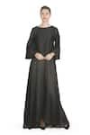 Buy_Samant Chauhan_Black Cotton, Silk Round Neck Graphite Flow Dress _at_Aza_Fashions