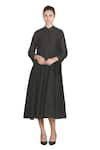 Buy_Samant Chauhan_Black Embroidery Collared Dark Utility Dress _at_Aza_Fashions
